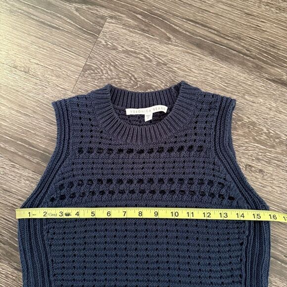 Veronica Beard South Beach Combo Navy Sleeveless Knit Sweater - Picture 3 of 6
